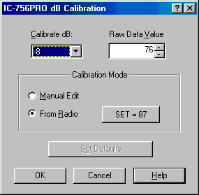 Calibration dialog box
