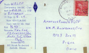 1953 W9KCM QSL Card (back)